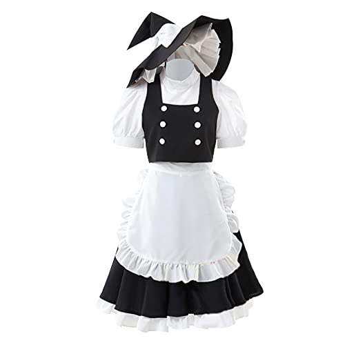 NIXU Anime TouHou Project Kirisame Marisa Dienstmädchen-Kleid, Cosplay-Kostüm, Uniform (XXXXL-ExtraExtraExtraExtraExtraXL, Schwarz) von NIXU