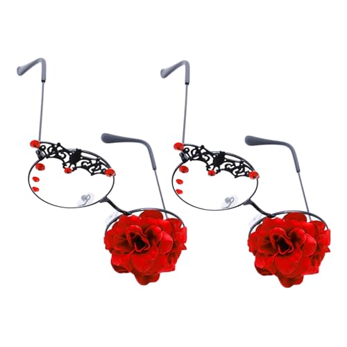 NIYANGLE 2 Stück Teiliges Steampunk Lolita Brillenset mit Rosenmotiv Leichte Gothische Punk-brille für Damen für Cosplay Vintage-partys und Kostümzubehör NIYANGLE 2 Stück Teiliges Steampunk Lolita Brillenset mit Rosenmotiv Leichte Gothische Punk-brille für Damen für Cosplay Vintage-partys und Kostümzubehör von NIYANGLE