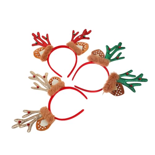 NIYANGLE 3 Stück Teiliges Rentiergeweih Haarreif Realistische Weihnachts-haarreifen in Rot Grün Gold Leicht und Bequem für Erwachsene Festlicher Kopfschmuck für Weihnachtsfeiern Cosplay und NIYANGLE 3 Stück Teiliges Rentiergeweih Haarreif Realistische Weihnachts-haarreifen in Rot Grün Gold Leicht und Bequem für Erwachsene Festlicher Kopfschmuck für Weihnachtsfeiern Cosplay und von NIYANGLE