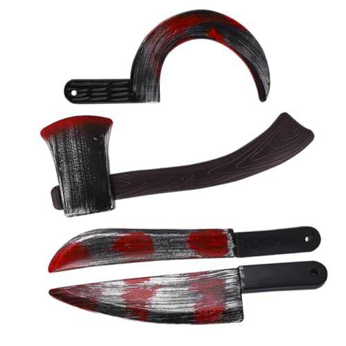 NIYANGLE 4 Stück Teiliges Halloween Cosplay Party Zubehör aus Langlebigem Kunststoff mit Realistischer Axt Sense Messer und Hackbeil für Gruselige Show Outdoor-deko NIYANGLE 4 Stück Teiliges Halloween Cosplay Party Zubehör aus Langlebigem Kunststoff mit Realistischer Axt Sense Messer und Hackbeil für Gruselige Show Outdoor-deko von NIYANGLE