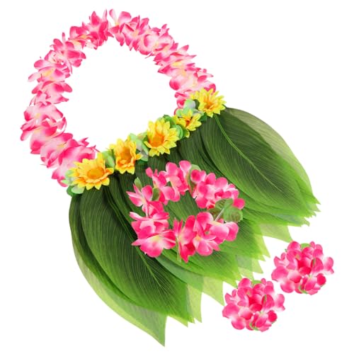 NIYANGLE 5 Stück Teiliges Hawaiianisches Luau Kostüm Set Erwachsene Dehnbarer Grüner Blätterrock mit Armbändern Halskette und Stirnband Tropisches Tanz Outfit für Strand und Themenpartys NIYANGLE 5 Stück Teiliges Hawaiianisches Luau Kostüm Set Erwachsene Dehnbarer Grüner Blätterrock mit Armbändern Halskette und Stirnband Tropisches Tanz Outfit für Strand und Themenpartys von NIYANGLE
