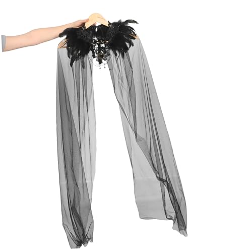 NIYANGLE Halloween Reaper Cape Schwarzer Tüllumhang Vampirkostüm Mittelalterlicher Zauberer Umhang Verstellbar Für Halloween Party Cosplay Hochzeit Brautmodenschal NIYANGLE Halloween Reaper Cape Schwarzer Tüllumhang Vampirkostüm Mittelalterlicher Zauberer Umhang Verstellbar Für Halloween Party Cosplay Hochzeit Brautmodenschal von NIYANGLE