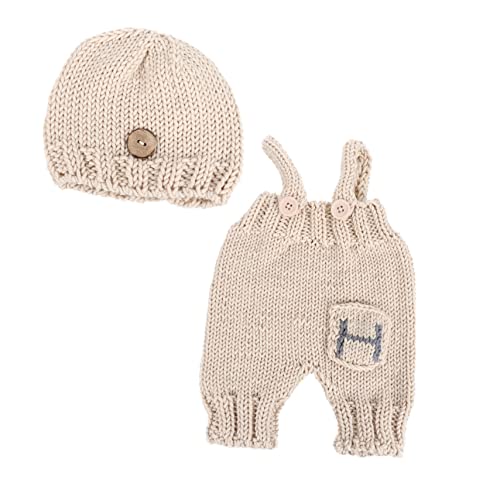 NIYANGLE Neugeborenen Fotografie-outfit Mit Handgestrickter Mütze Und Latzhose Für Süße Babybilder Requisiten Für Fotoshootings NIYANGLE Neugeborenen Fotografie-outfit Mit Handgestrickter Mütze Und Latzhose Für Süße Babybilder Requisiten Für Fotoshootings von NIYANGLE