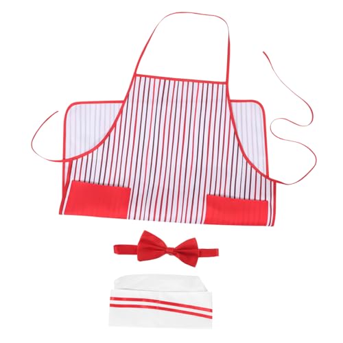 NIYANGLE Rot-weiß Gestreifte Schürze Kochmütze und Fliege Chef-rollenspiel Halloween Party und Familienspaß in Universalgröße NIYANGLE Rot-weiß Gestreifte Schürze Kochmütze und Fliege Chef-rollenspiel Halloween Party und Familienspaß in Universalgröße von NIYANGLE