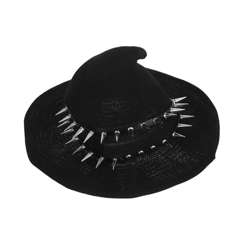 NIYANGLE Steampunk Hexenhut Damen Halloween Strickmütze mit Nieten Gothic Stil Handgestrickt Warmes Wollähnliches Accessoire für Cosplay Karneval Festliche Kostümierung NIYANGLE Steampunk Hexenhut Damen Halloween Strickmütze mit Nieten Gothic Stil Handgestrickt Warmes Wollähnliches Accessoire für Cosplay Karneval Festliche Kostümierung von NIYANGLE