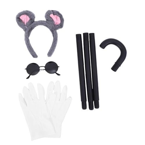 NIYANGLE Teiliges Maus Kostüm Set für Damen Realistisches Ohr-stirnband Sonnenbrille Blindenstock und Weiße Handschuhe Leichtes Atmungsaktives Halloween Cosplay Zubehör NIYANGLE Teiliges Maus Kostüm Set für Damen Realistisches Ohr-stirnband Sonnenbrille Blindenstock und Weiße Handschuhe Leichtes Atmungsaktives Halloween Cosplay Zubehör von NIYANGLE