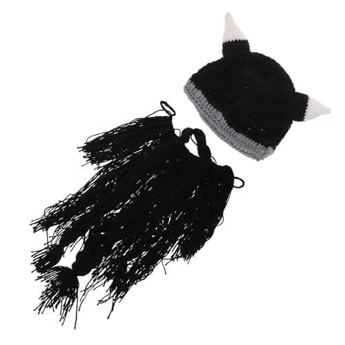 NIYANGLE Viking Mütze Strickbeanie mit Realistischem Bartschmuck und Hörnern Mittelalterliche Wikinger Kopfbedeckung für Männer Lustige Gestrickte Mütze für Cosplay Fasching und NIYANGLE Viking Mütze Strickbeanie mit Realistischem Bartschmuck und Hörnern Mittelalterliche Wikinger Kopfbedeckung für Männer Lustige Gestrickte Mütze für Cosplay Fasching und von NIYANGLE