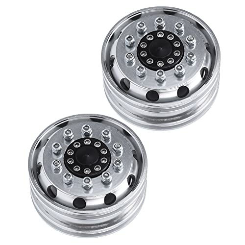 NIZUUONE Alloy Beadlock Wheels Micro Crawler Reifen für 1/14 RC Car Trailer Container Truck Silber von NIZUUONE