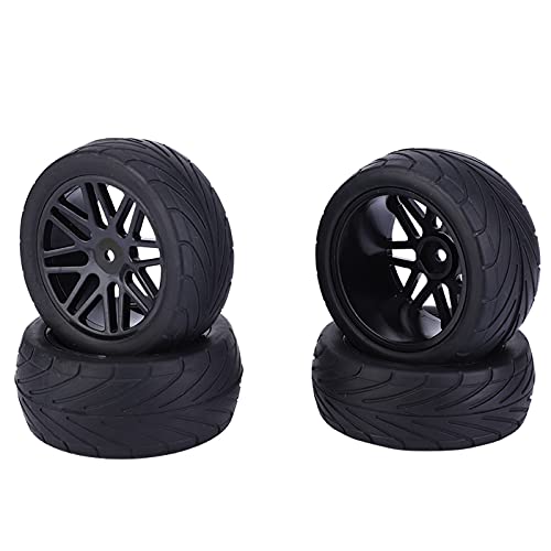 NIZUUONE RC Autoreifen, 4 Stück 85mm 1/10 Universal Kunststoff RC Raupenfahrzeugreifen für 1/10 Kletterfahrzeuge (Black) von NIZUUONE