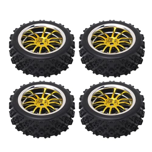 NIZUUONE 4 Teilig RC Autoreifen Gold Sternform 12 Loch Off Road Street Run Rad für Axial 1/10 Ferngesteuertes Auto von NIZUUONE