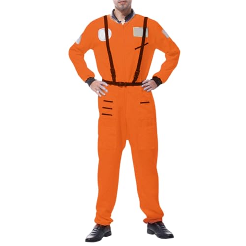 NJGRAE Herren Astronaut Raumfahrer Kostüm Faschingskostüme Cosplay Halloween Party Karneval Fastnacht Kleidung für Erwachsene (C-Red, XXL) von NJGRAE