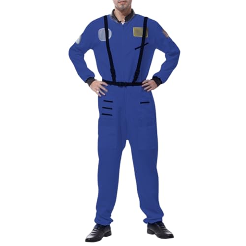 NJGRAE Herren Astronaut Raumfahrer Kostüm Faschingskostüme Cosplay Halloween Party Karneval Fastnacht Kleidung für Erwachsene (D-Blue, XXL) von NJGRAE