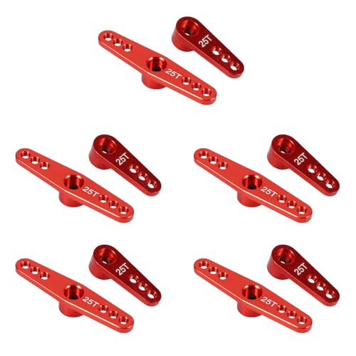 NJTHNTJR 10x 25T Aluminium RC Servo Arm Horn für Futaba Savox Xcore HD RC Elektrowerkzeuge, Rot von NJTHNTJR