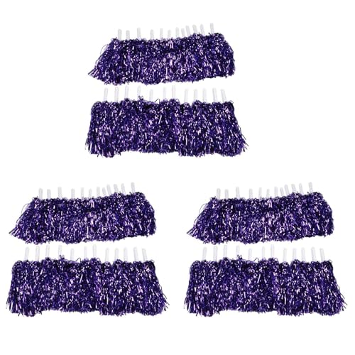 NJTHNTJR 72 Stück Cheerleading Pom Poms Metallfolie Cheer Pom Poms mit Kunststoffgriff für Erwachsene Kinder Cheerleader Lila von NJTHNTJR