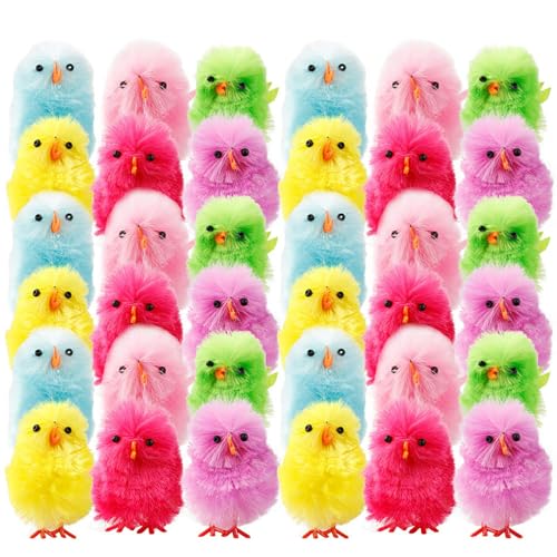 Osterpelzküken, Flauschige Chenille-Küken, Weiche Küken, Neuheitsküken, DIY-Ostereierhaubendekorationen für Kinder, DIY-Osterhaubendekorationen, Osterkorbfüller, Eierfüller (36pcs) von NLDGR