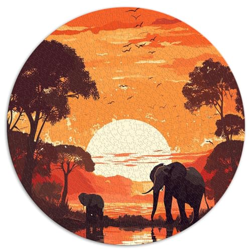 1000-teiliges Puzzle Erwachsene, Elefanten, Afrika, Sonnenuntergang, Puzzle Erwachsene, Puzzle aus Pappe, Puzzle Erwachsene, tolle Geschenke Weihnachten, 26,57 x 26,57 Zoll von NLEZIZ