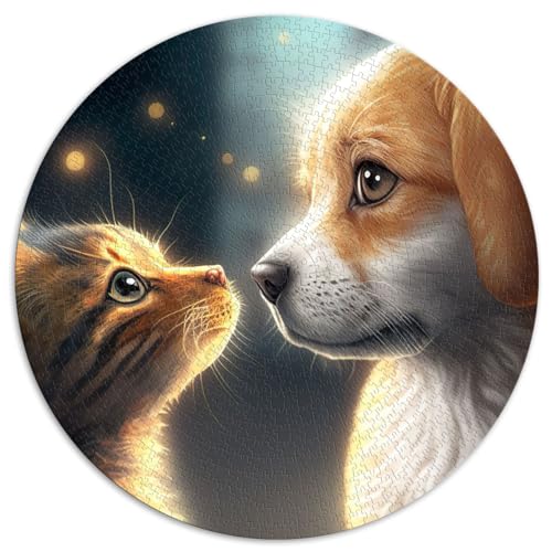 Beste Freunde Katze und Hund Puzzle Erwachsene Kinderpuzzle 1000 Teile Erwachsene Papppuzzle Puzzle Erwachsene Geschenke einzigartiges Herausforderungsspiel 26,57 x 26,57 Zoll von NLEZIZ