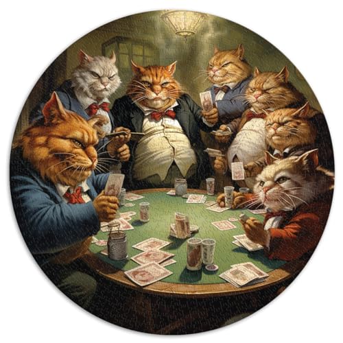 Kunstpuzzle für Erwachsene, 1000 Teile, Katzen Spielen Poker, Puzzle, 100% recyceltes Brett, geeignet für Erwachsene Jugendliche ab 12 Jahren, Puzzle-Kunstwerk, 67,5 x 67,5 cm von NLEZIZ