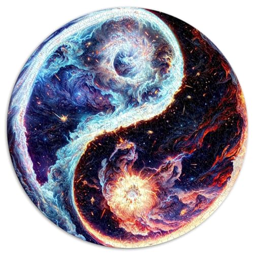 Puzzle-Geschenk, 1000-teiliges Puzzle, Feuer und EIS, Yin und Yang, Premium-Karton, für Erwachsene und Kinder ab 12 Jahren, anspruchsvolles, schwieriges Puzzle, 26,57 x 26,57 Zoll von NLEZIZ