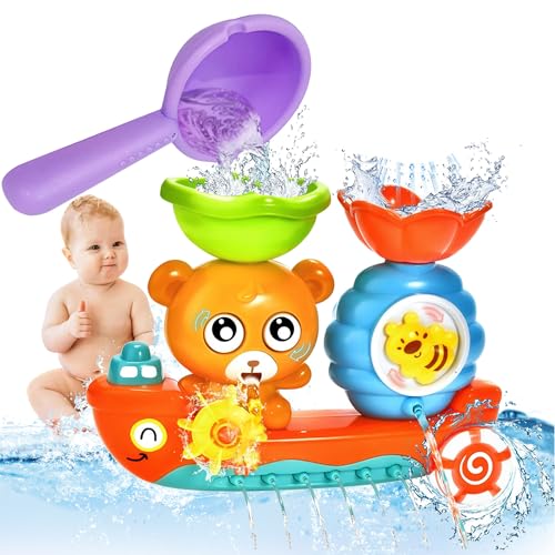 NMM Badewannenspielzeug Set mit Bär und Bee, Badespielzeug Baby, Wasserspielzeug Kinder, Babyspielzeug Geburtstag Geschenk für Jungen und Mädchen ab 2 3 4 5 6 Jahre, Adventsgeschenke von NMM