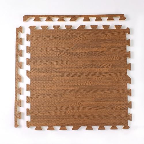 1 cm Dick Kinder Weich Holzmaserung Schaumstoff Matten, Kinder Spiel Matte Boden Fliesen Mit Rand, Ineinander Greifende Puzzle Matten Schaumstoff Teppich(Brown,24PCS) von NMVAWIPT