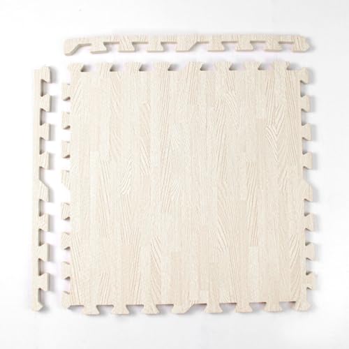 1 cm Dick Kinder Weich Holzmaserung Schaumstoff Matten, Kinder Spiel Matte Boden Fliesen Mit Rand, Ineinander Greifende Puzzle Matten Schaumstoff Teppich(White,30PCS) von NMVAWIPT