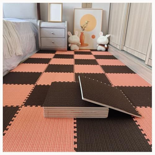 10 Stück 24 X 24 Zoll Ineinander Greifende Schaumstoff-Teppichfliesen, Bodenmatten Aus Baumwollleinen Mit Rand, Puzzlefliesen for Das Fitnessstudio Zu Hause(Orange+Black) von NMVAWIPT