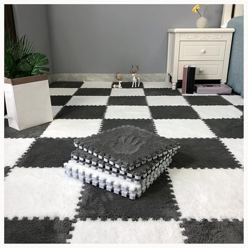 10 Stück Dicke 0,4 Zoll Große Quadratische Bodenmattenfliesen Aus Schaumstoff, 24 X 24 Zoll Große Quadratische Teppich-Puzzlematten for Den Boden(Gray+White) von NMVAWIPT