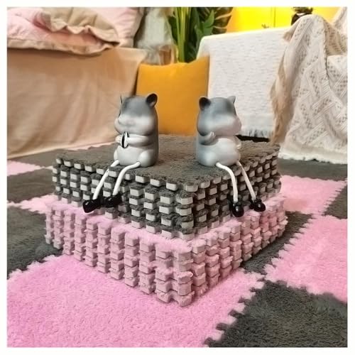 10 Stück Ineinander Greifende Teppichfliesen, 12 X 12 Zoll Große Plüsch-Puzzlematten for Den Boden, Weiche, Flauschige Schaumstoff-Bodenmatte, Schützende Bodenfliesen(Pink+Gray) von NMVAWIPT