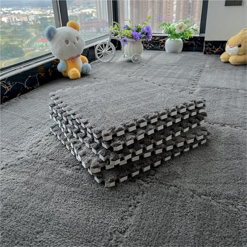 12 X 12 X 0.4 Inch Eva Shaggy Foam Mats, Kids Tiled Puzzle Play Game Mats with Border, Soft Interlocking Carpet Pad, Protective Floor Tiles for Children Girls Room(Gray,10PCS) von NMVAWIPT