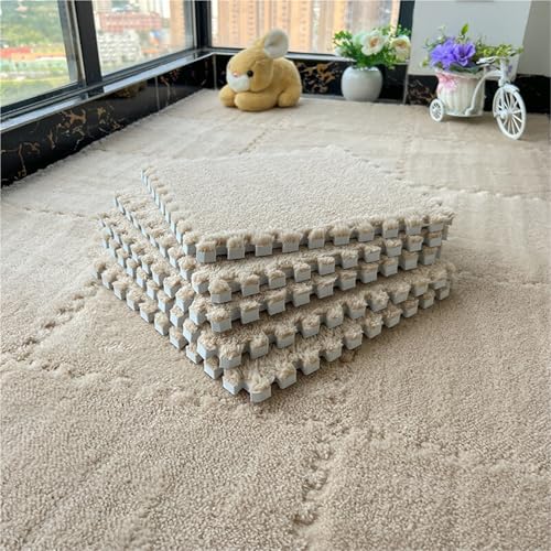 12 X 12 X 0.4 Inch Eva Shaggy Foam Mats, Kids Tiled Puzzle Play Game Mats with Border, Soft Interlocking Carpet Pad, Protective Floor Tiles for Children Girls Room(Khaki,100PCS) von NMVAWIPT