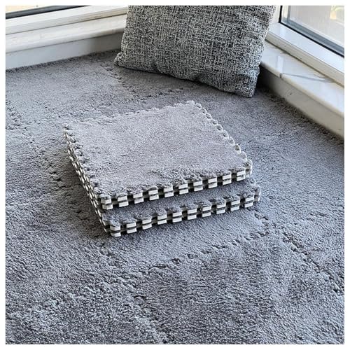 120-teiliger Plüsch-Puzzle-Teppich Aus Schaumstoff, 30 X 30 X 1 cm, Quadratische Spielmatte for Schlafzimmer Und Wohnzimmer, Weiche Ineinander Greifende Teppichmatten(Gray) von NMVAWIPT