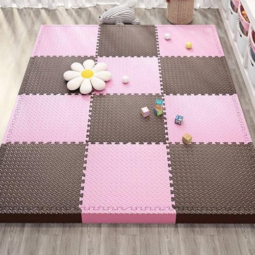 20 Stück 12 X 12 X 1 Zoll Extra Dicke Ineinander Greifende Schaumstoff-Bodenfliesen, Weiche Schaumstoff-Bodenpolsterung, Puzzle-Spielmatte(Pink+Coffee) von NMVAWIPT