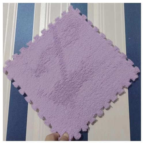 20 Stück Ineinander Greifende Teppich-Puzzlefliesen, 30 X 30 cm, Quadratische Plüschschaum-Bodenfliesenmatte, Schalldichte Teppichfliesen for Schlafzimmer(Light Purple) von NMVAWIPT