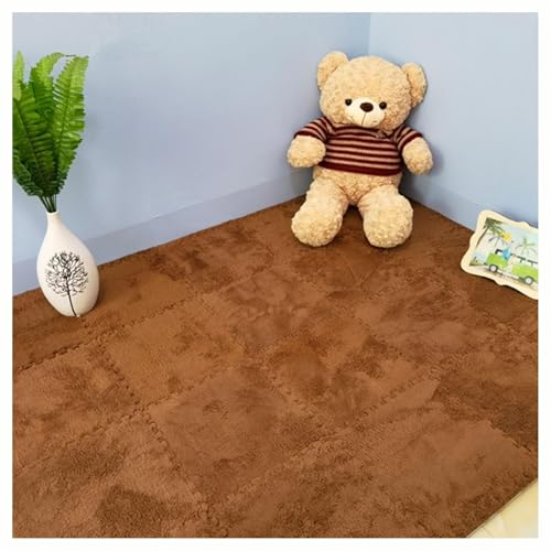 200 Stück 30 cm Eva-Schaumstofffliesen, 18,4 M² Große Plüschschaumstoff-Bodenfliesen, Ineinandergreifender Puzzle-Teppich, Quadratische Schaumstoff-Bodenmatte(Dark Brown) von NMVAWIPT