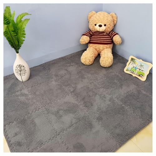 200 Stück 30 cm Eva-Schaumstofffliesen, 18,4 M² Große Plüschschaumstoff-Bodenfliesen, Ineinandergreifender Puzzle-Teppich, Quadratische Schaumstoff-Bodenmatte(Gray) von NMVAWIPT