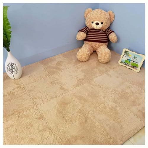 200 Stück 30 cm Eva-Schaumstofffliesen, 18,4 M² Große Plüschschaumstoff-Bodenfliesen, Ineinandergreifender Puzzle-Teppich, Quadratische Schaumstoff-Bodenmatte(Light Brown) von NMVAWIPT