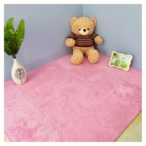 200 Stück 30 cm Eva-Schaumstofffliesen, 18,4 M² Große Plüschschaumstoff-Bodenfliesen, Ineinandergreifender Puzzle-Teppich, Quadratische Schaumstoff-Bodenmatte(Pink) von NMVAWIPT