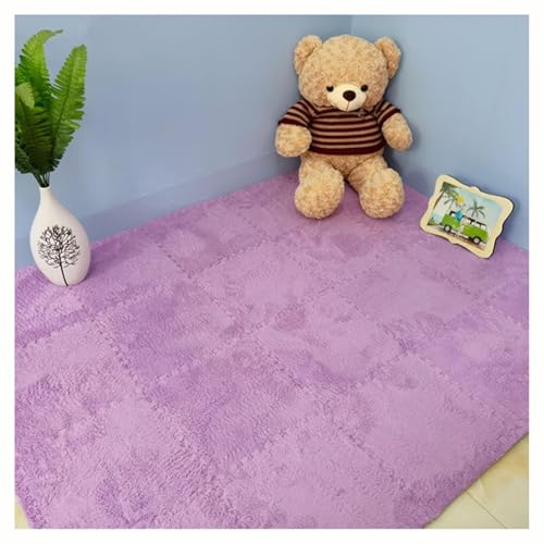 200 Stück 30 cm Eva-Schaumstofffliesen, 18,4 M² Große Plüschschaumstoff-Bodenfliesen, Ineinandergreifender Puzzle-Teppich, Quadratische Schaumstoff-Bodenmatte(Purple) von NMVAWIPT