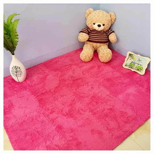 200 Stück 30 cm Eva-Schaumstofffliesen, 18,4 M² Große Plüschschaumstoff-Bodenfliesen, Ineinandergreifender Puzzle-Teppich, Quadratische Schaumstoff-Bodenmatte(Rose Red) von NMVAWIPT