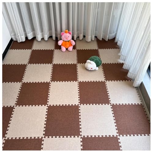 200 Stück Ineinander Greifende Eva-Schaumstoffmatten, Baumwoll- Und Leinendecke, 30 cm Große Puzzle-Teppichquadrate for Das Spielzimmer Zu Hause, 10 Mm Dick(Light Brown+Dark Brown) von NMVAWIPT