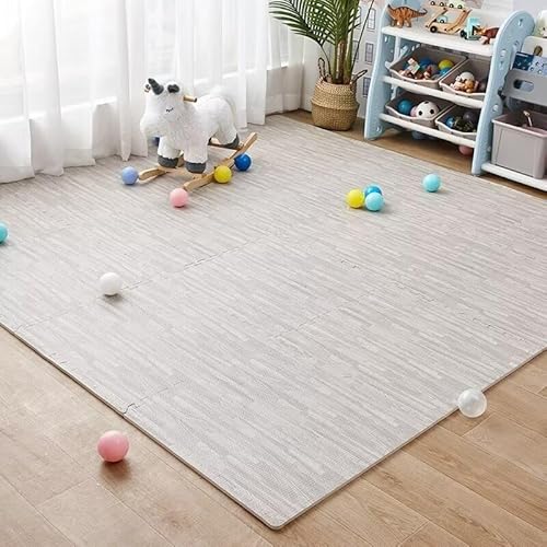 24-teilige 11,8 X 11,8 Zoll Weiche Anti-Rutsch-Bodenmatte Aus Puzzle-Schaumstoff, Holzmaserung-Teppich-Spielmatte for Das Zimmer(Gray) von NMVAWIPT