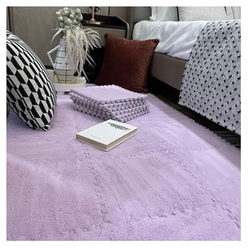 30 Stück – 30 cm Große Ineinander Greifende Teppichquadrate Aus Schaumstoff, Plüsch-Puzzle-Teppichfliesen, Schaumstoff-Bodenmatte, Spielmatte for Schlafzimmer(Purple) von NMVAWIPT