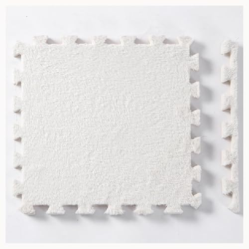 30 X 30 X 1 cm, Quadratisch – 100 Stück, Flauschige Puzzlematten for Den Boden, Plüschschaummatte, Ineinander Greifende Teppichfliesen(White) von NMVAWIPT