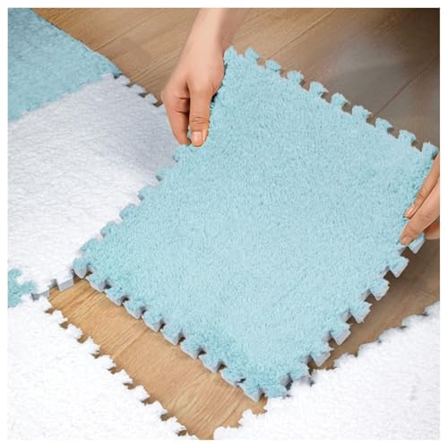 6 Stück 12 X 12 Zoll Große Plüsch-Puzzle-Schaumstoff-Bodenmatten for Die Dekoration Im Wohnzimmer Und Schlafzimmer, Weiche, Flauschige Teppichfliesen(Blue) von NMVAWIPT