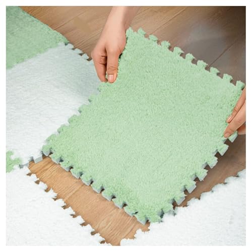 6 Stück 12 X 12 Zoll Große Plüsch-Puzzle-Schaumstoff-Bodenmatten for Die Dekoration Im Wohnzimmer Und Schlafzimmer, Weiche, Flauschige Teppichfliesen(Green) von NMVAWIPT