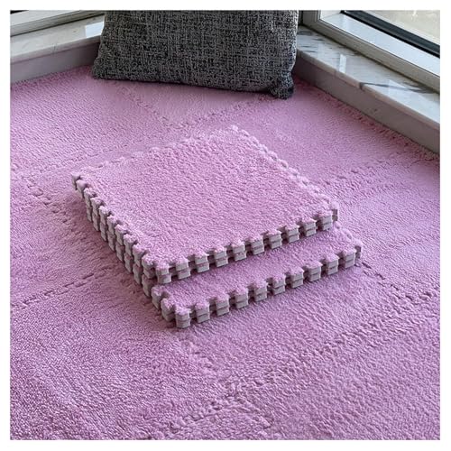 8 Ineinander Greifende Teppichfliesen, 30 cm Quadratische Bodenfliesenmatte Aus Plüschschaum, Dicke, Flauschige Teppiche, Puzzle-Spielmatte(Pink,1cm) von NMVAWIPT