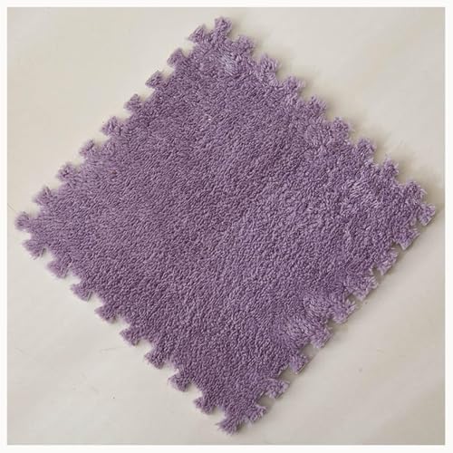 80 Stück Quadratische Puzzlematten, Ineinander Greifende Schaumstoff-Teppichfliesen, Flauschige Plüsch-Schaumstoff-Fußmatten(Gray Purple) von NMVAWIPT