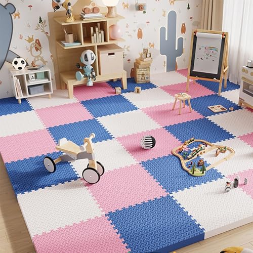 9-teiliges Spielset Aus Ineinandergreifenden Bodenfliesen Aus Rutschfestem Schaumstoff, 12 X 12 X 1 Zoll Extra Dicke Bodenmatte Aus Eva-Schaumstoff(Navy Blue+White+Pink) von NMVAWIPT