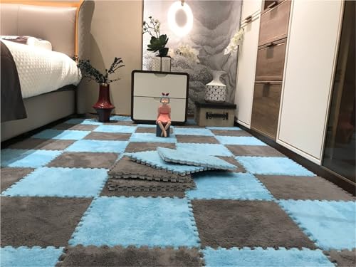 Interlocking Eva Foam Mats with Border, 30 * 30 * 1cm Puzzle Play Mats, Puzzle Rug, Baby Play Mat, Children's Eco Crawling Mat, Extra Thick Baby Foam Mat, Children's Rug(Blue Gray,30PCS) von NMVAWIPT